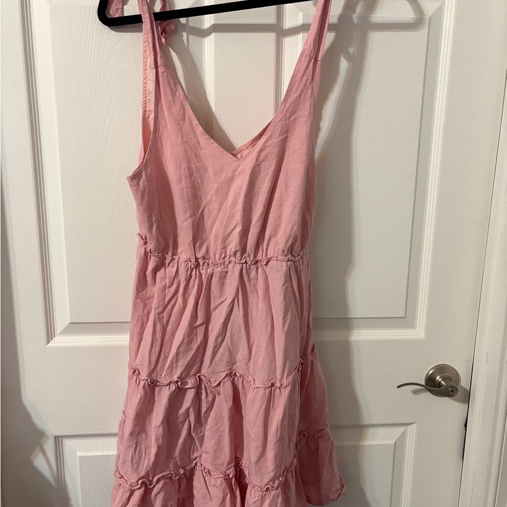 Pink Sleeveless Tiered Dress